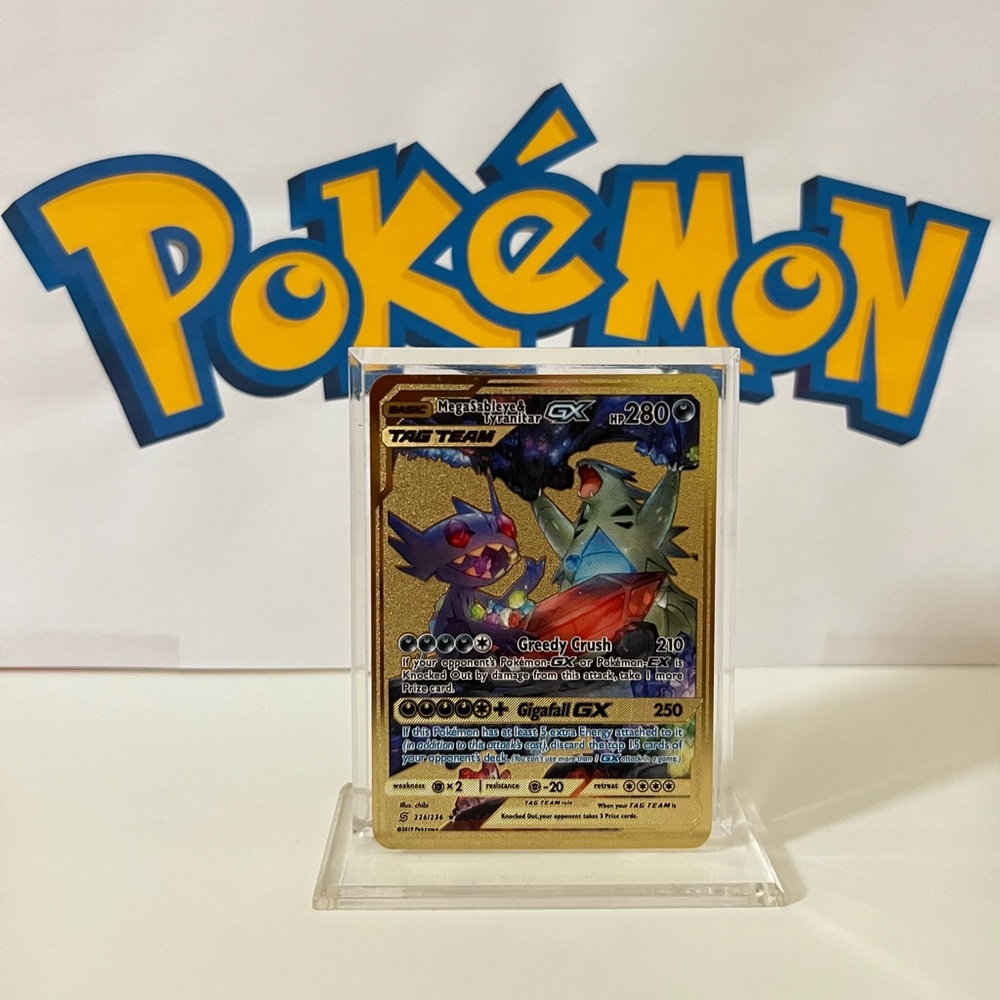 Pokemon Mega Sableye & Tyranitar GX 226/236 Unified Minds - Metal Gold Card